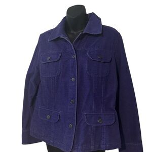 J. Jill Deep Purple Brushed Cotton Fitted Jean Jacket Size L